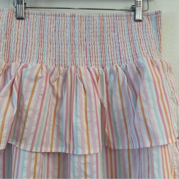 Vineyard Vines Harbor Smocked Mini Tiered Skirt Neon Rosa Size M NEW - Picture 2 of 8